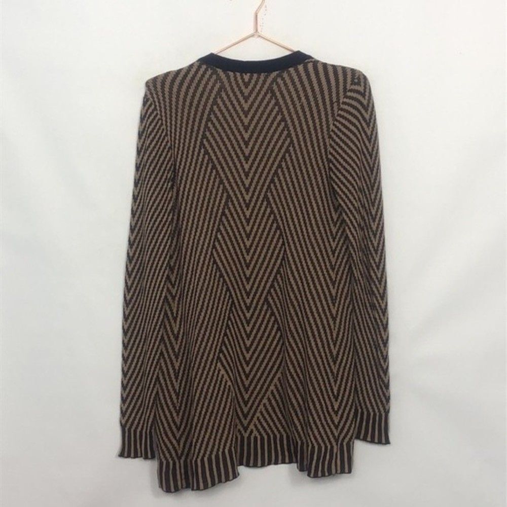 Belldini Open Front Cardigan Geo Stripes Tan & Navy New Condition Small - Picture 3 of 7